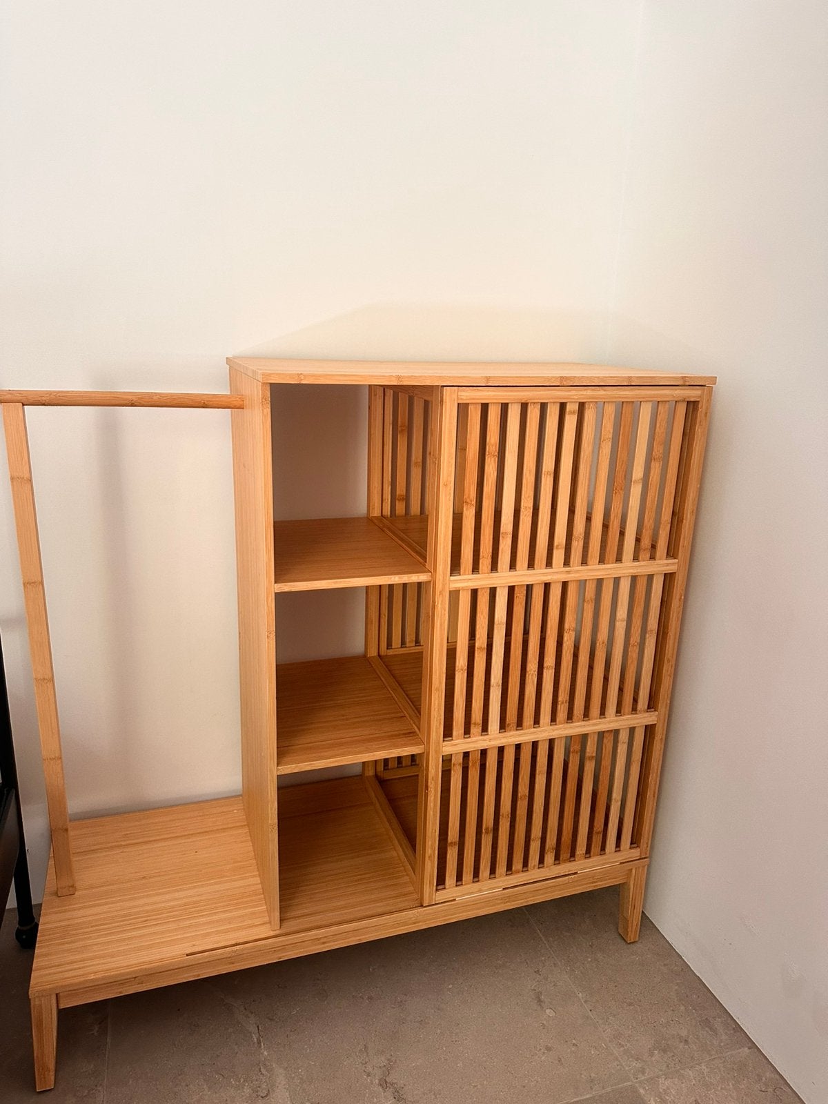 Ikea Nordkisa open kledingkast met schuifdeur bamboe, Ophalen, Met plank(en), 100 tot 150 cm, 100 tot 150 cm