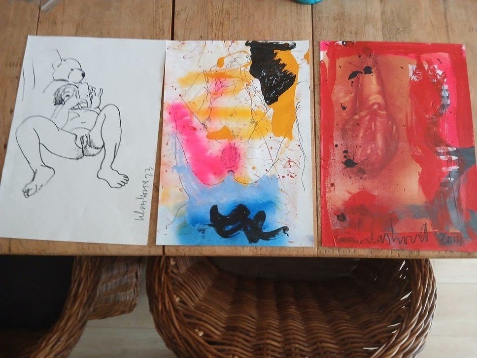 Peter Klashorst - Drie originele werken op papier, Antiek en Kunst, Ophalen, Figuren, Papier/karton, Gemengde techniek