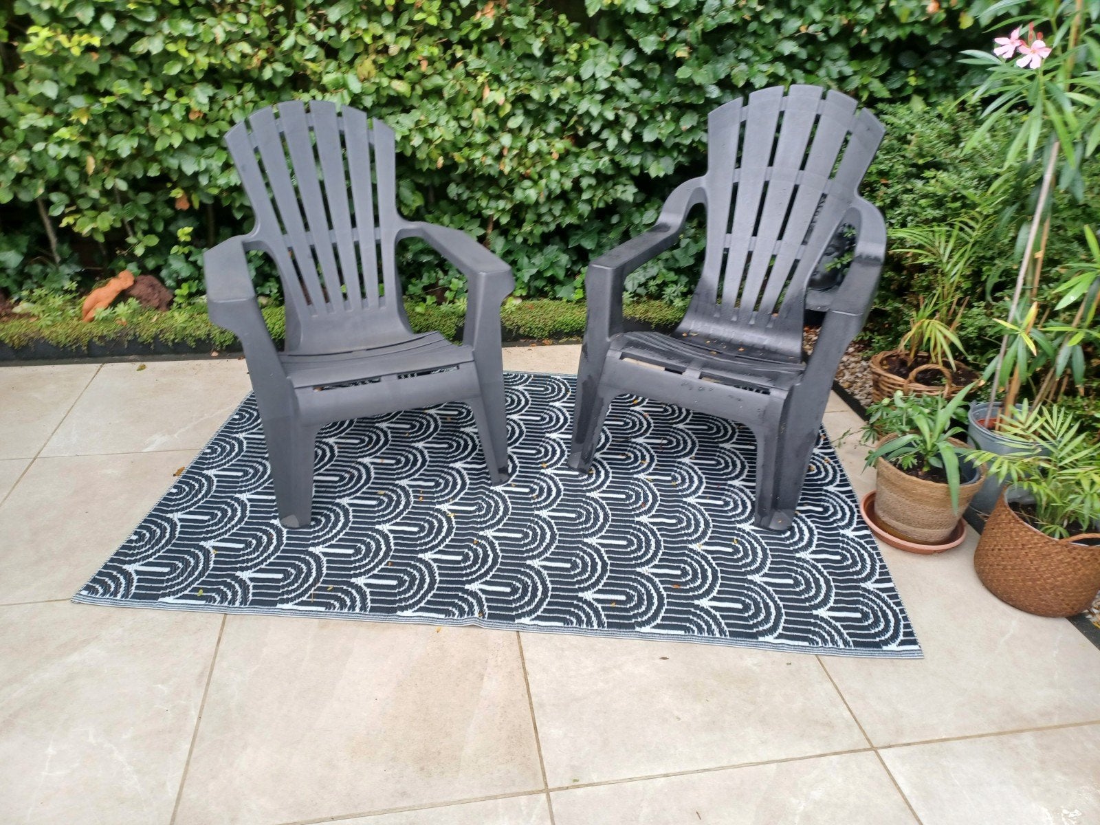 Twee  antraciet  Loungeset tuinstoelen set, Ophalen, Gebruikt, Kunststof