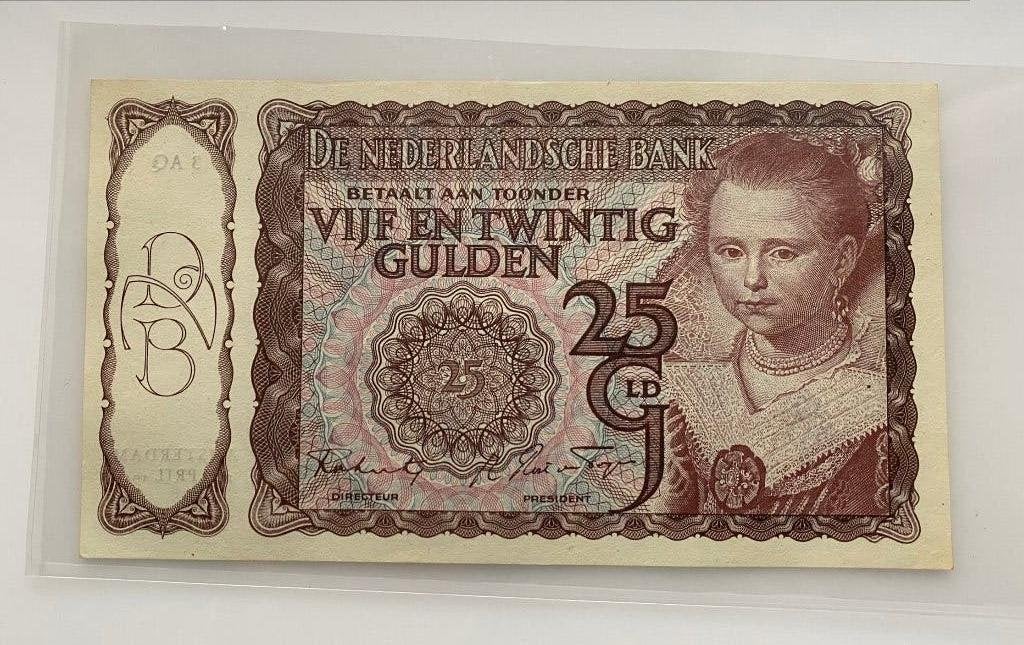 Set 2 biljet 25 gulden het 'Prinsesje' uit 1944 en 1940, Ophalen of Verzenden, 25 gulden, Setje