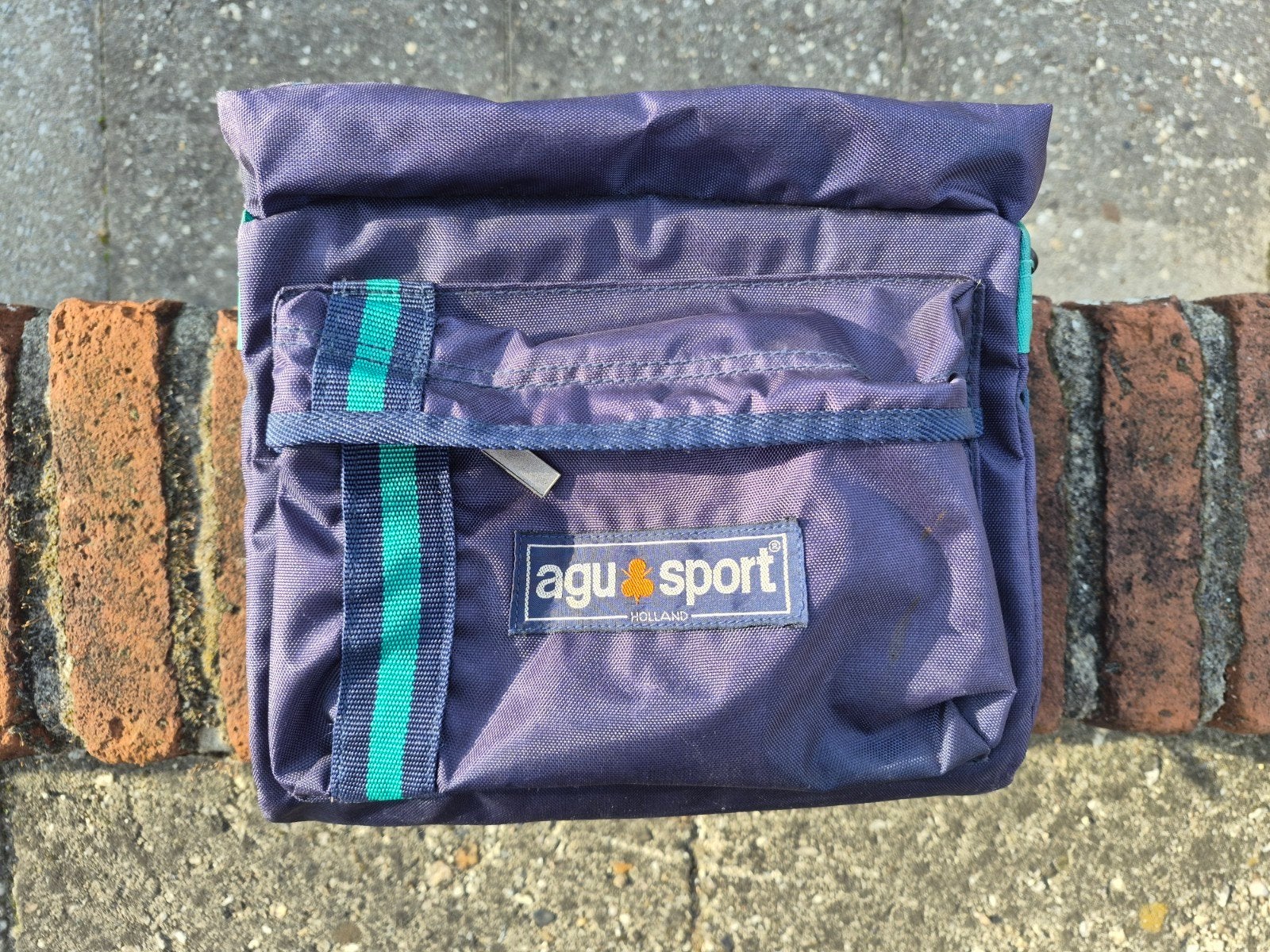 Vintage AGU Stuurfietstas met Beugel - 20x25x13 cm, Verzenden, Gebruikt, AGU