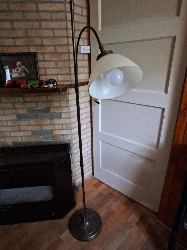 Vintage Booglamp met Melkglas Kap - Klassieke Stijl, Ophalen, Gebruikt, Klassiek, Vintage, Retro, E27 (groot)