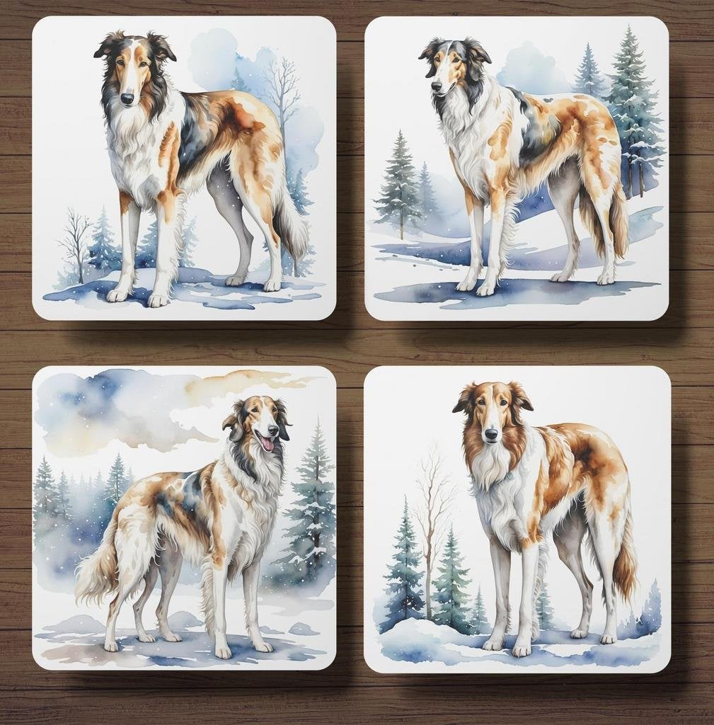 Barzoi Winter onderzetters met houder, Ophalen of Verzenden, Nieuw