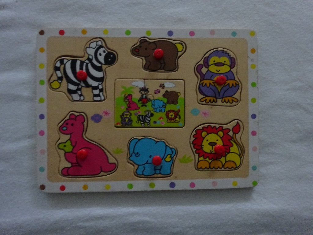 ( nr. 461 )  puzzel hout    /  Kangoeroe, Ophalen of Verzenden, 10 tot 50 stukjes, Gebruikt
