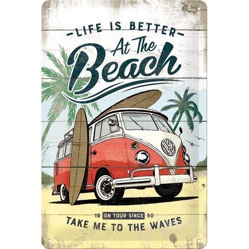 Volkswagen Bulli Beach relief reclamebord van metaal deco