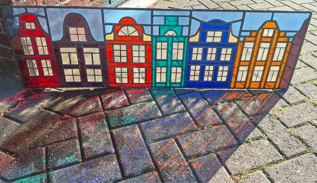EXCLUSIEF 3-luik Glas in Lood Amsterdam (Ex-Café Delirium), Antiek en Kunst, Ophalen
