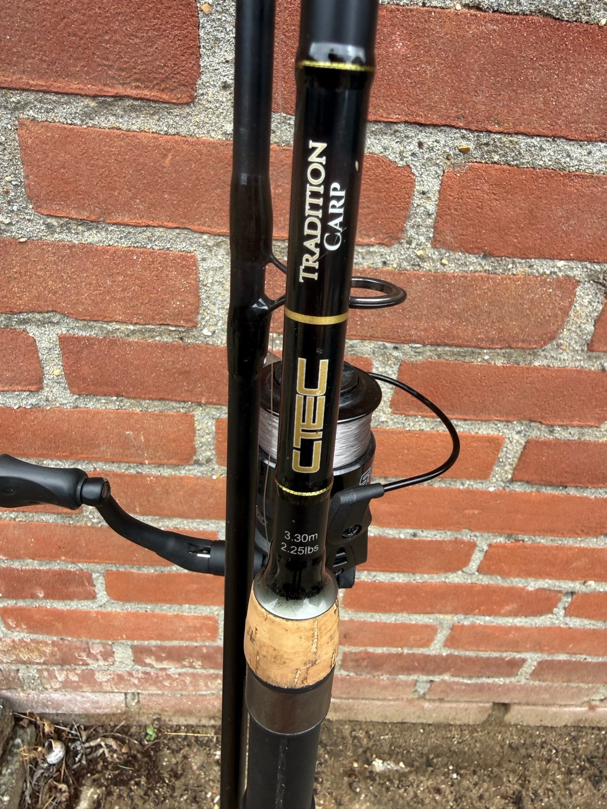 C-tec karperhengel met vrijloopmolen 3,30 m, Watersport en Boten, Hengelsport | Algemeen, Ophalen, Gebruikt, Complete hengel