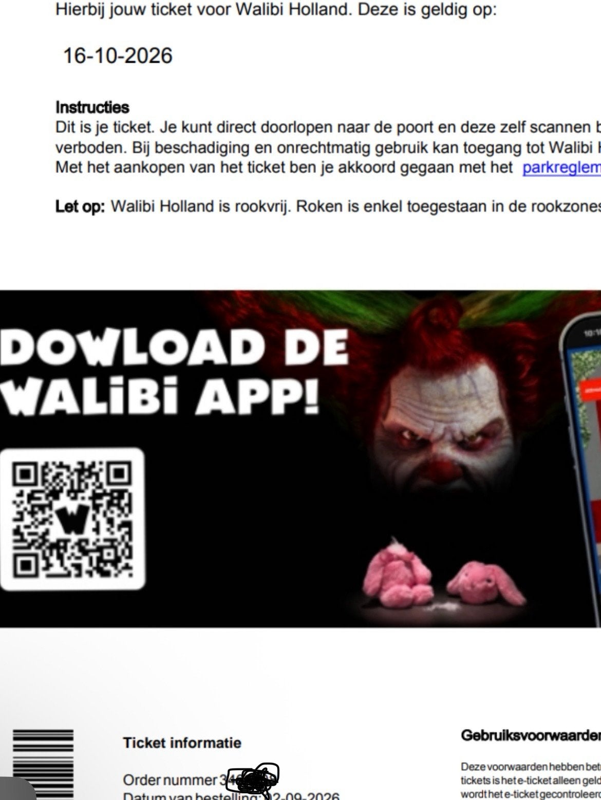 Walibi fright night 16 oktober 2026 4 kaarten, Twee personen, Ticket of Toegangskaart
