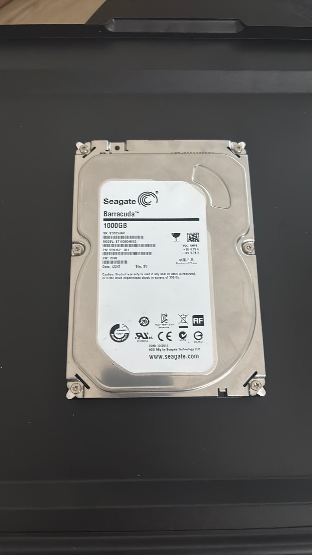 Seagate Barracuda 1TB 3.5” HDD | ST1000DM003, Computers en Software, Harde schijven, Ophalen, Intern, Gebruikt, 1000gb