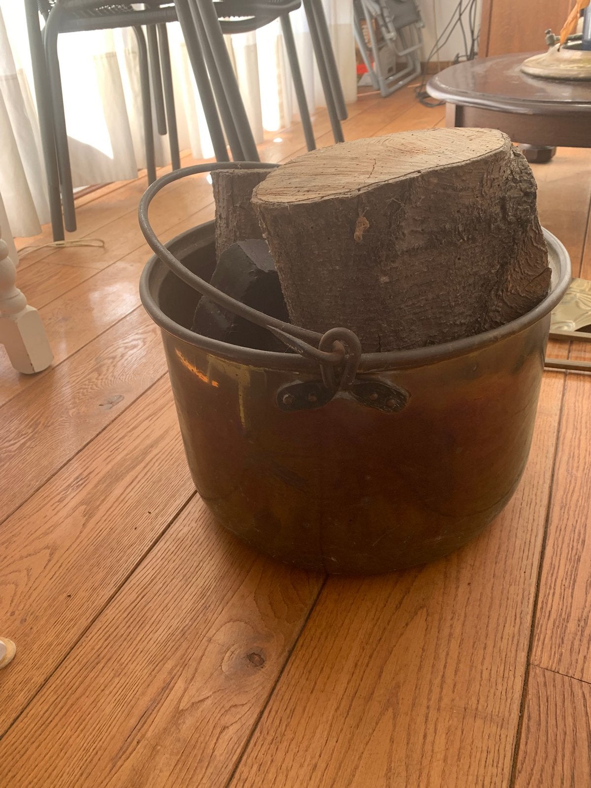 Koperen pot ,voor plant of open haard hout, Ophalen, Koper