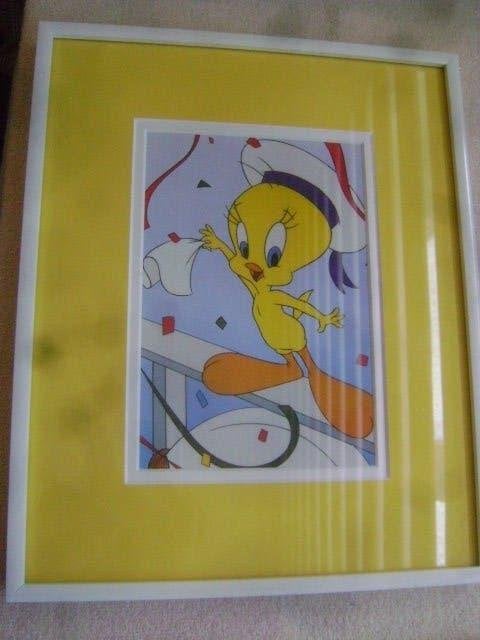 Ingelijste Tweety print - Looney Tunes, Ophalen of Verzenden, Overige figuren, Gebruikt, Plaatje of Poster