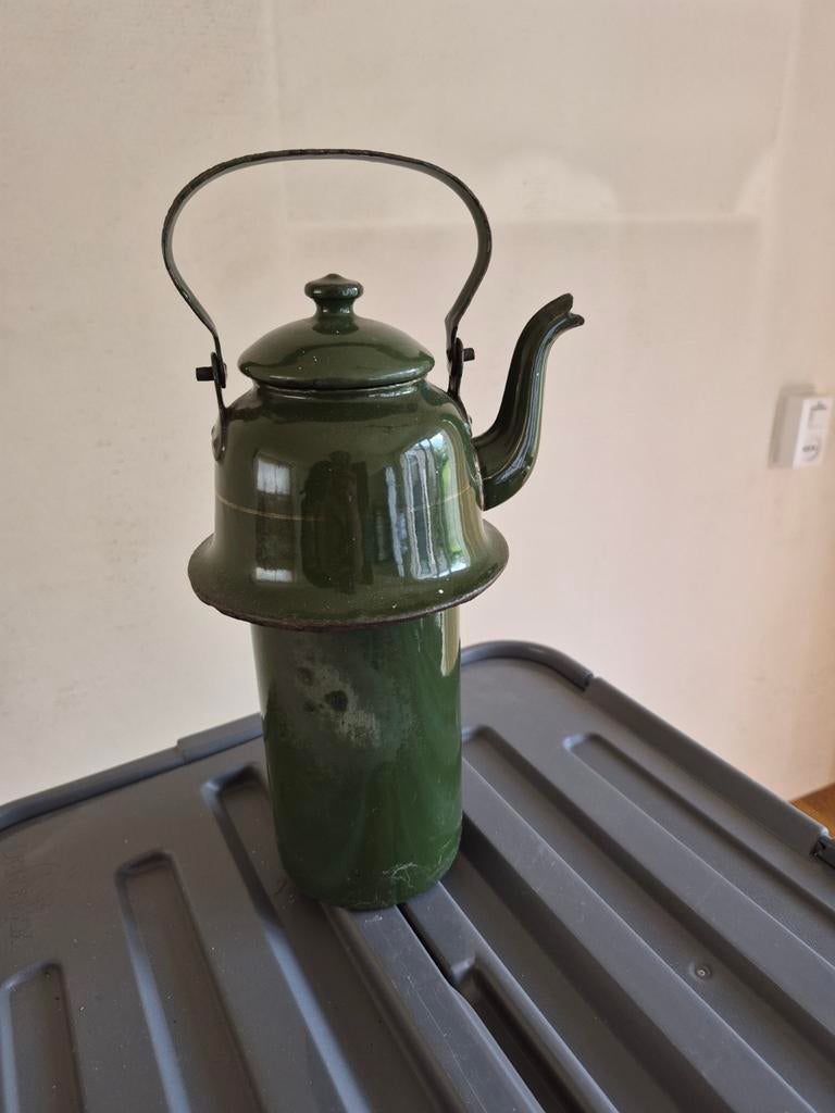 Vintage Groene Emaille Theepot / Koffiepot, Antiek en Kunst, Antiek | Emaille, Ophalen of Verzenden