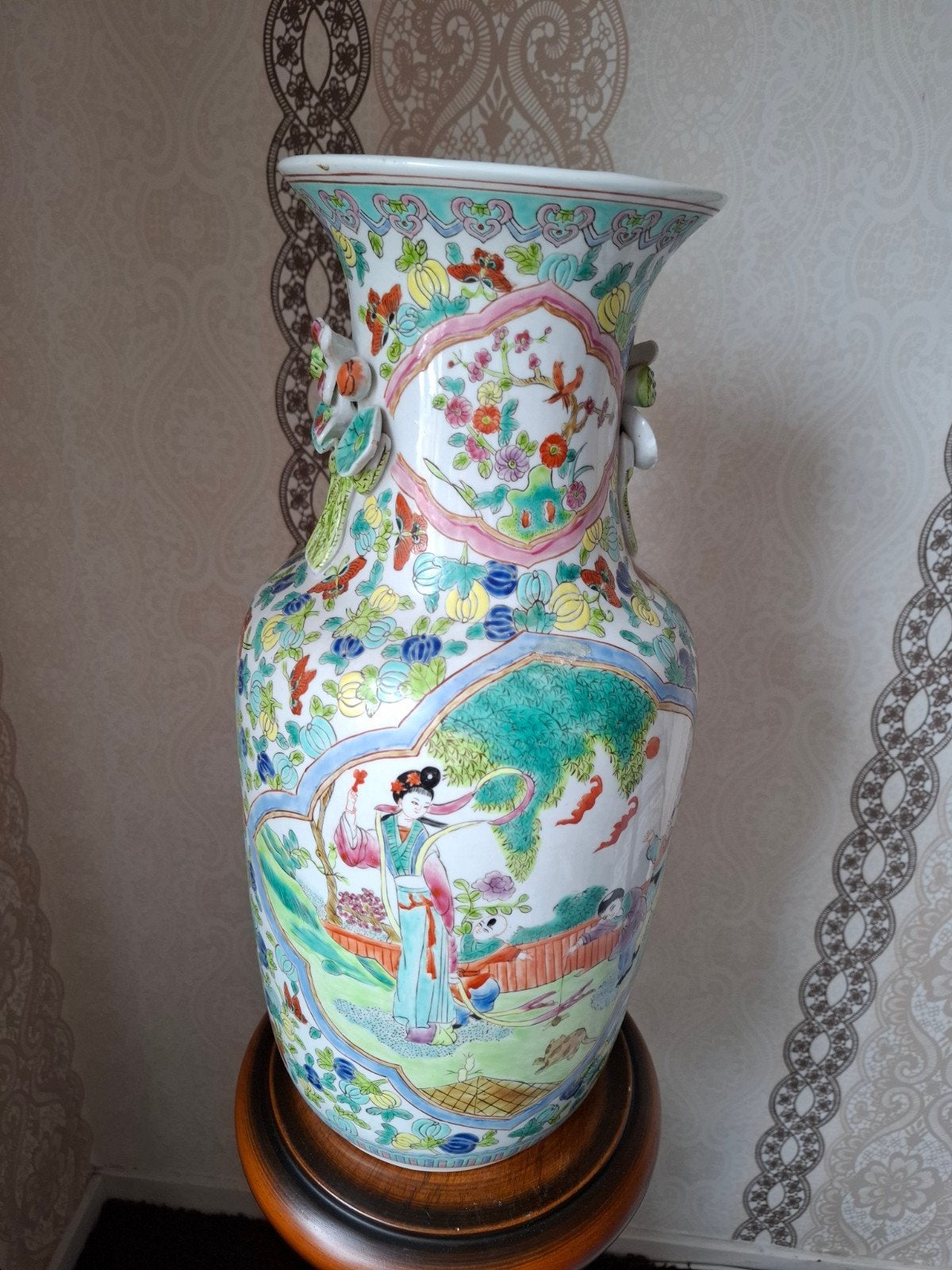 Schitterende grote Chinese vaas Famille Rose XL, Ophalen of Verzenden