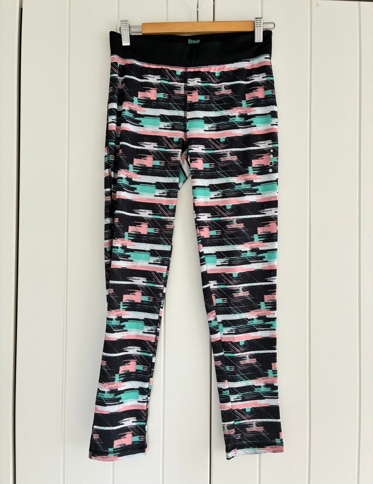 Crivit sportlegging hardloopbroek met print Maat M 40/42, Maat 38/40 (M), Verzenden, Zwart, Fitness of Aerobics