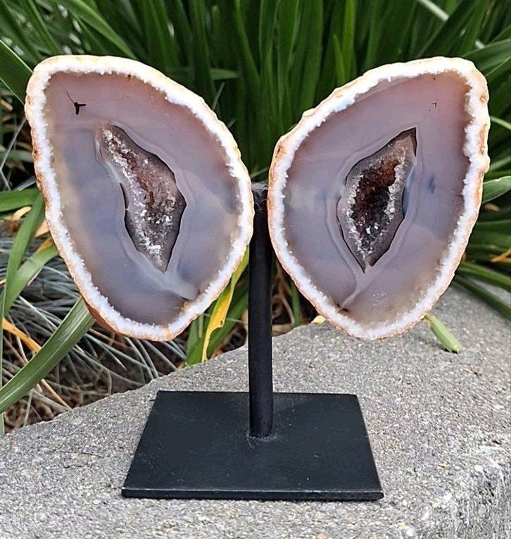 Geode set op metalen standaard, Ophalen of Verzenden, Mineraal