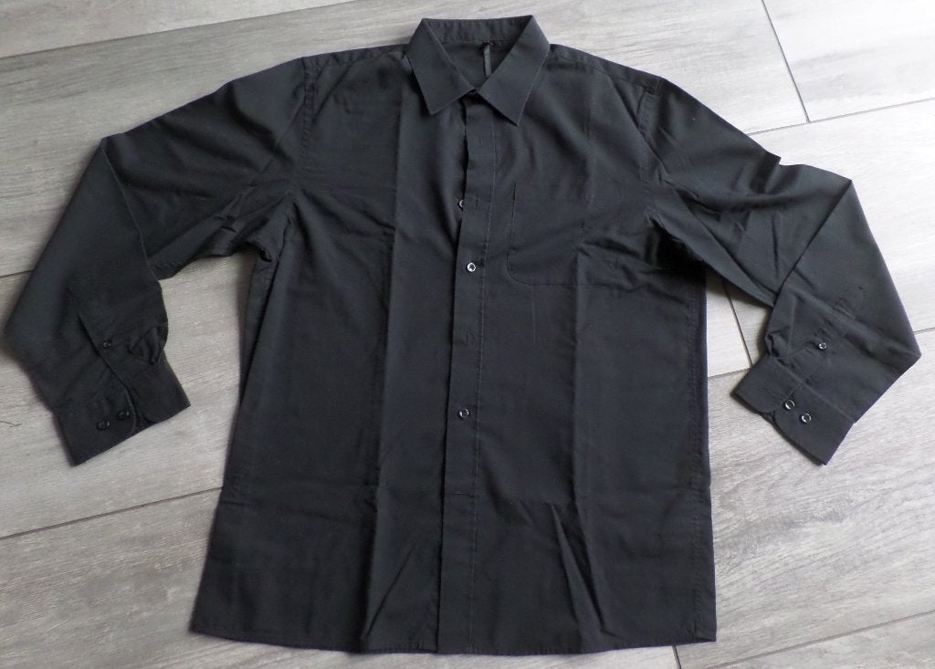 Heren Blouse Overhemd zwart M, Ophalen of Verzenden, Zo goed als nieuw, Zwart, Halswijdte 39/40 (M)
