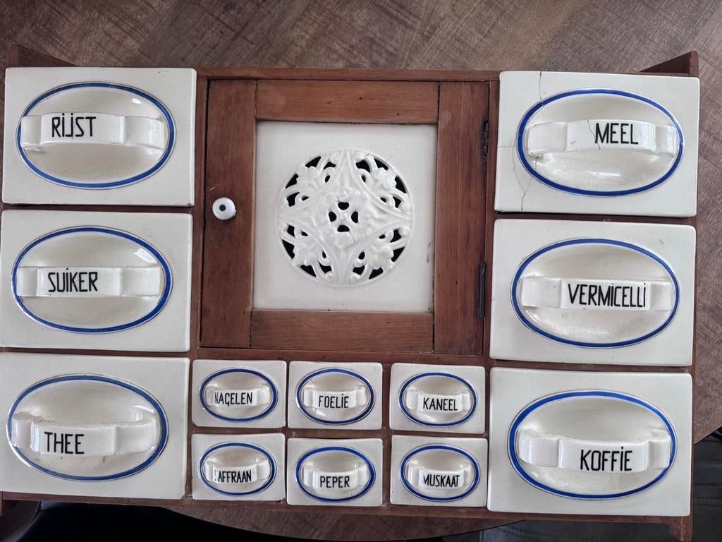 Antiek kruidenrek met porseleinen lades OPHALEN!!!, Antiek en Kunst, Antiek | Keukenbenodigdheden, Ophalen of Verzenden