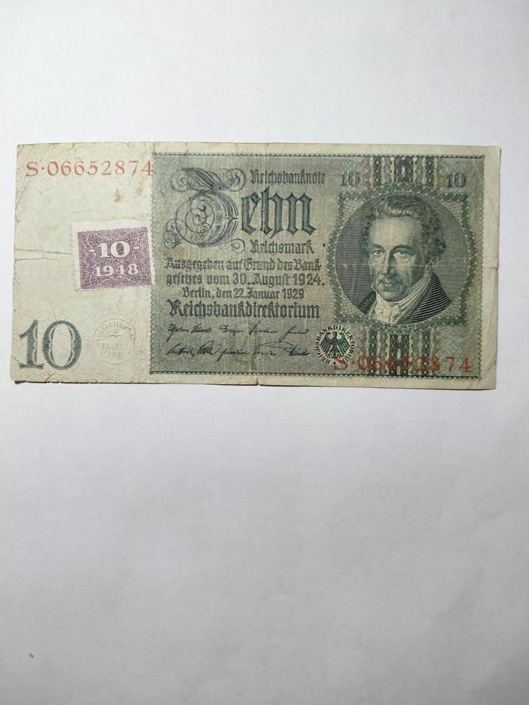 Duitse 10 mark 1948 met zegel, Ophalen of Verzenden, Duitsland