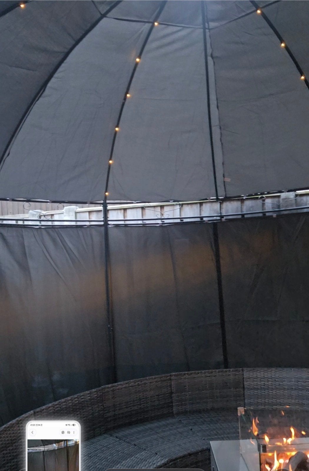 Ronde tuin set , met ronde paviljoen met verlichting!, Tuin en Terras, Ophalen, Minder dan 4 meter, Zo goed als nieuw, Paviljoen