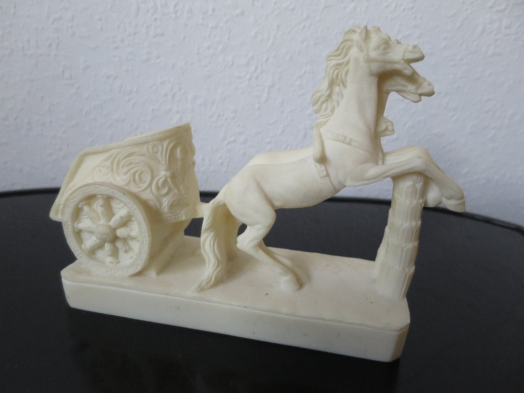 mooi paarden beeldje uit massief alabast 17/12/5 cm, Ophalen of Verzenden