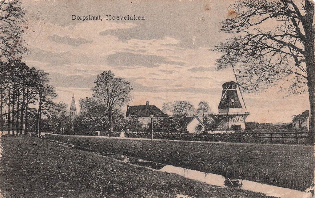 JO1047 Hoevelaken Dorpstraat Molen 1923, Verzenden, 1920 tot 1940, Gelopen, Utrecht