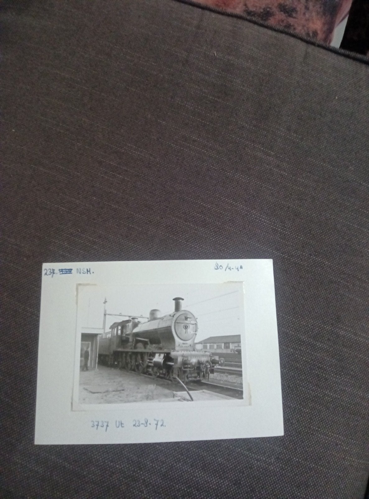zwart-wit foto van stoomlocomotief 3737 NS, Ophalen of Verzenden, Gebruikt, Trein, Kaart of Prent