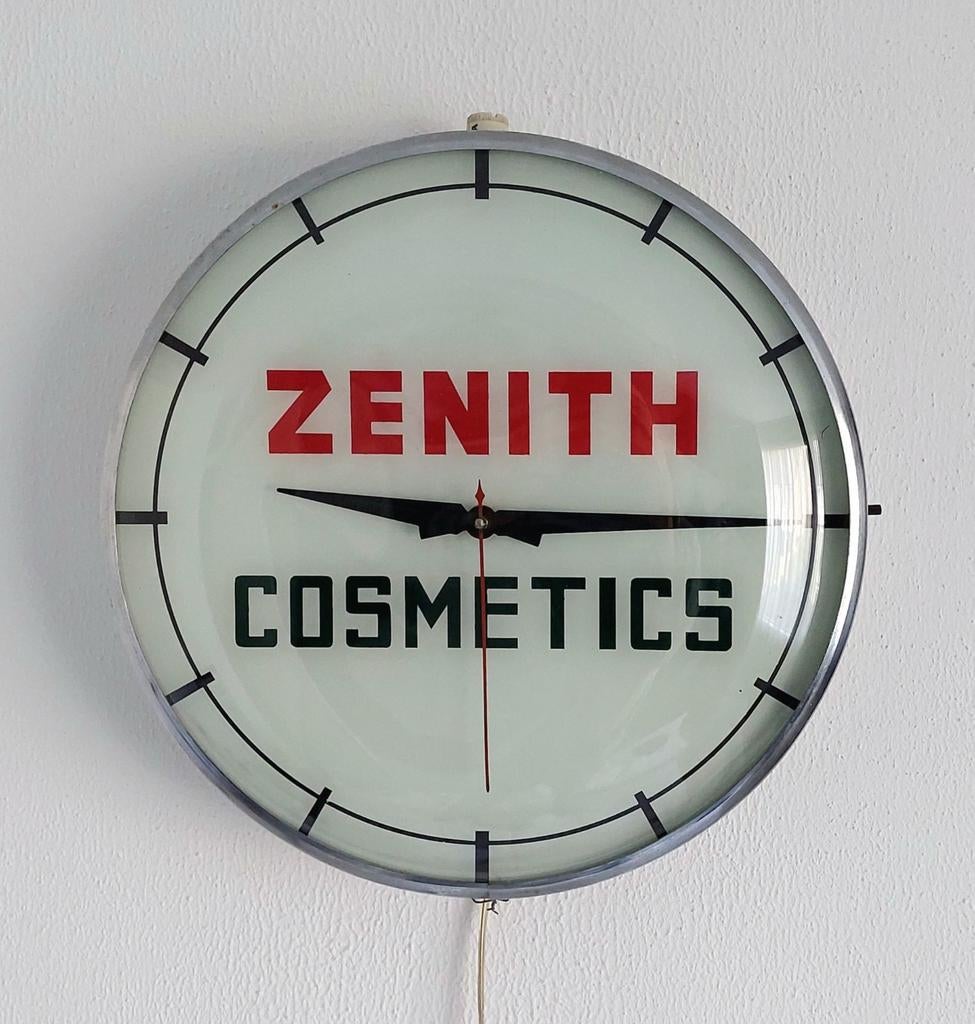 Oude Zenith Cosmetics Reclame Klok met verlichting lichtbak, Ophalen of Verzenden