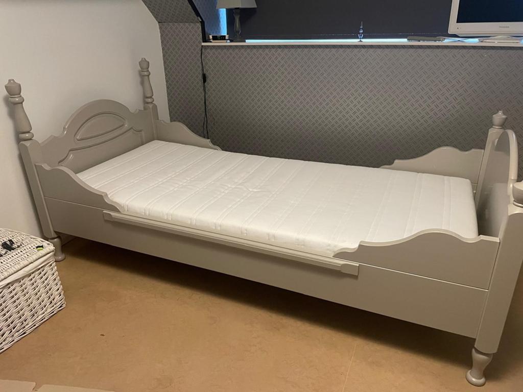 Eenpersoons ledikant - Grijs (excl. matras/bedbodem), Ophalen, Gebruikt, 90 cm, Eenpersoons