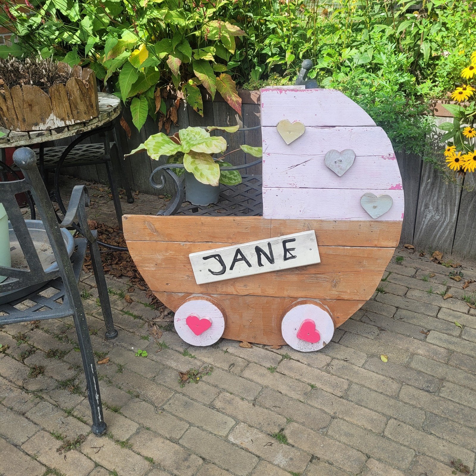 Uniek houten geboortebord 'JANE' - Kraamcadeau, Ophalen of Verzenden, Gebruikt, Geboortebord