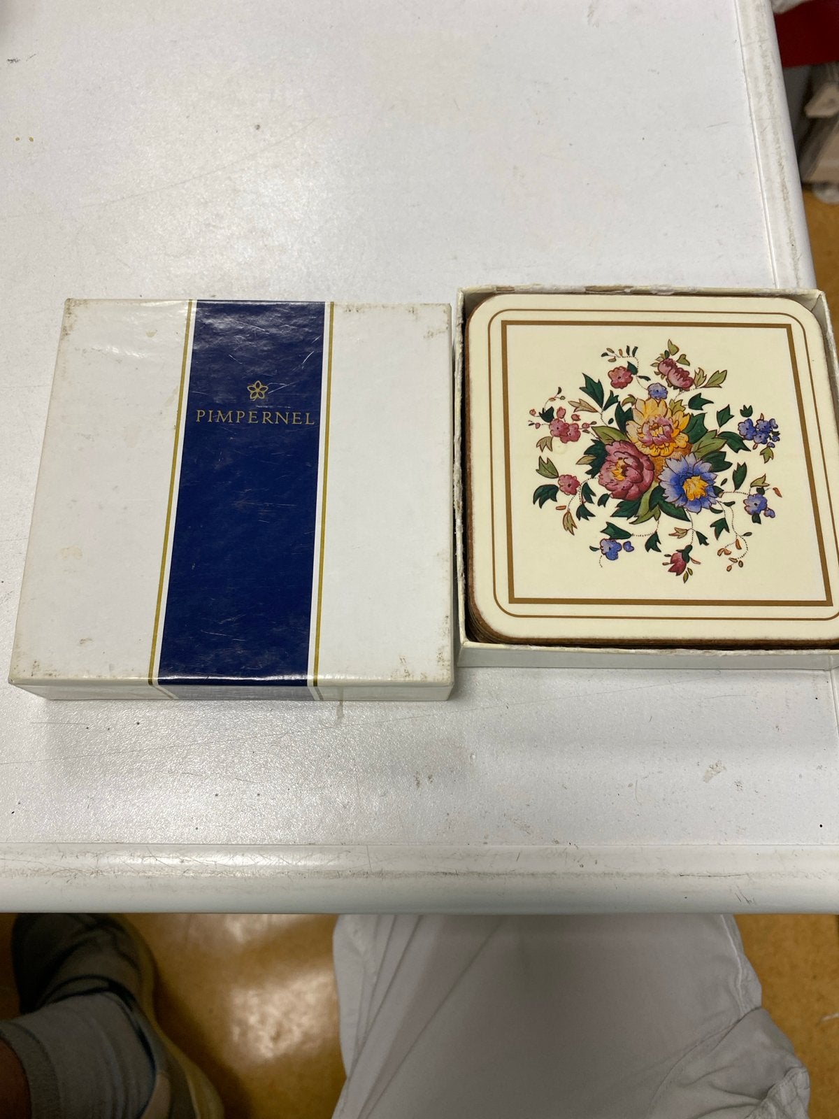 Pimpernel onderzetters met bloemmotief, set van 6, Gebruikt, Glasonderzetter, Ophalen of Verzenden, Hittebestendig