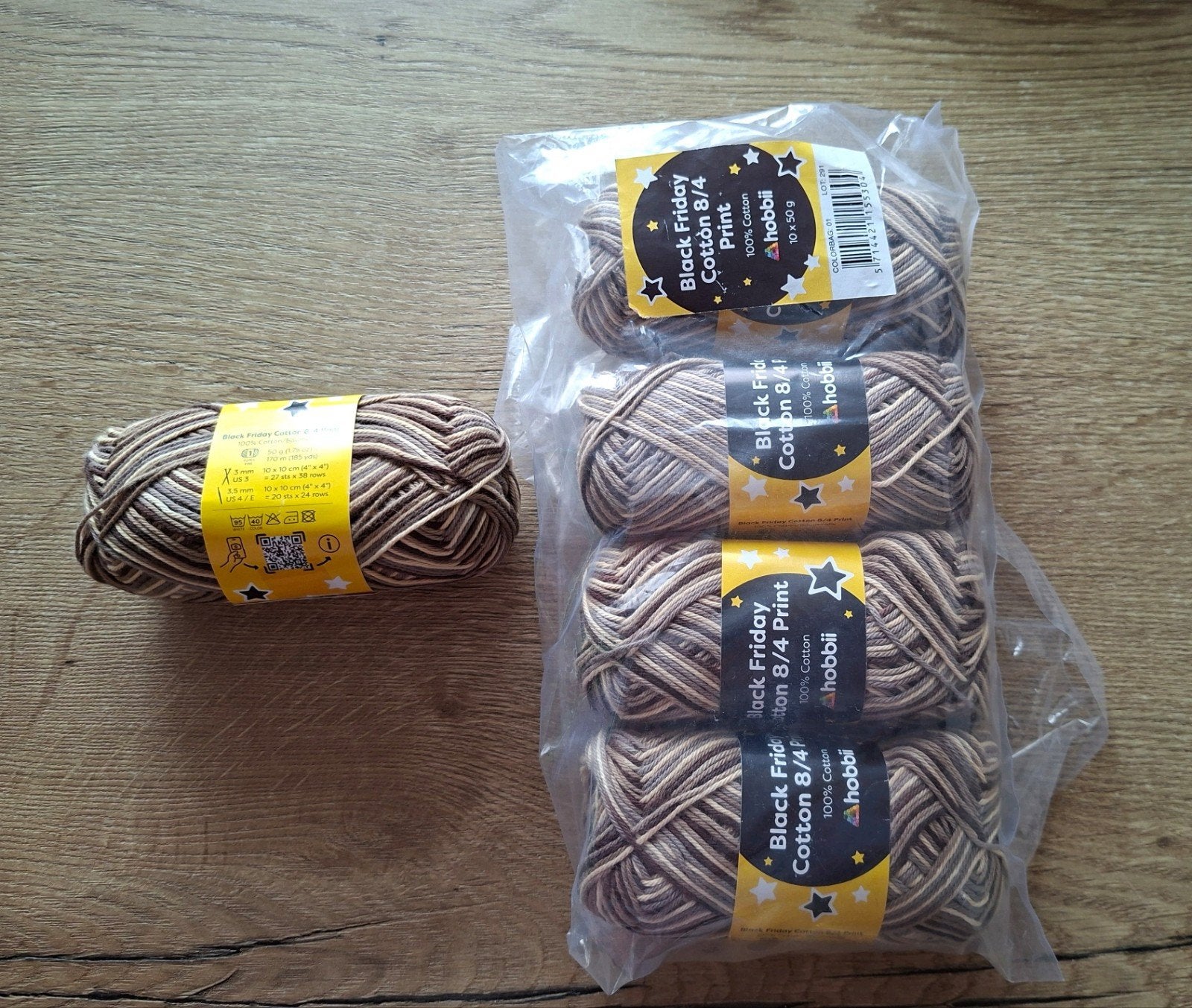 5 bollen Hobbii Black Friday Cotton 8/4 Print haakkatoen, Ophalen of Verzenden, Nieuw, Haken, Wol of Garen