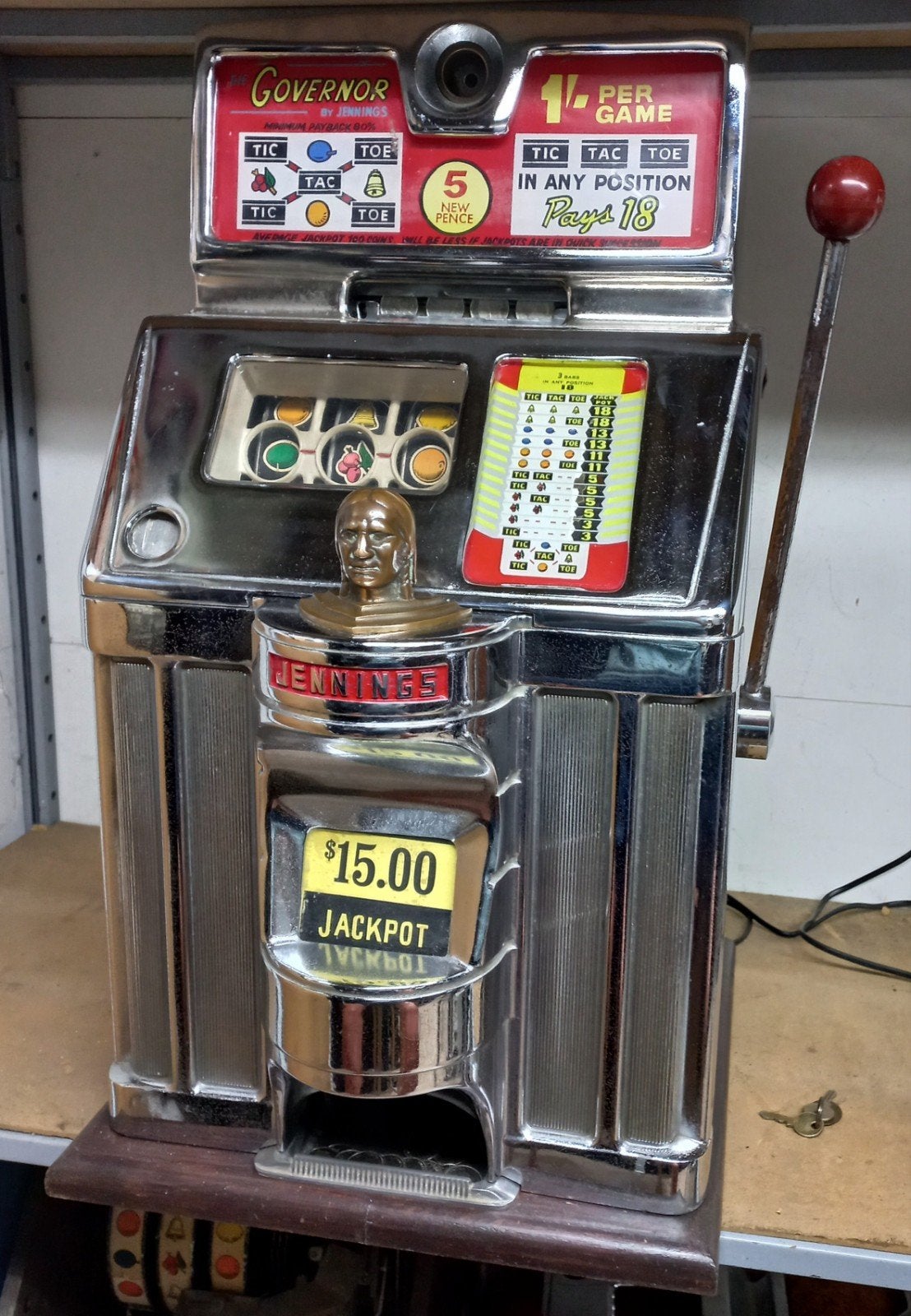 jennings governor slotmachine tic tac toe, Verzamelen, Ophalen, Gebruikt