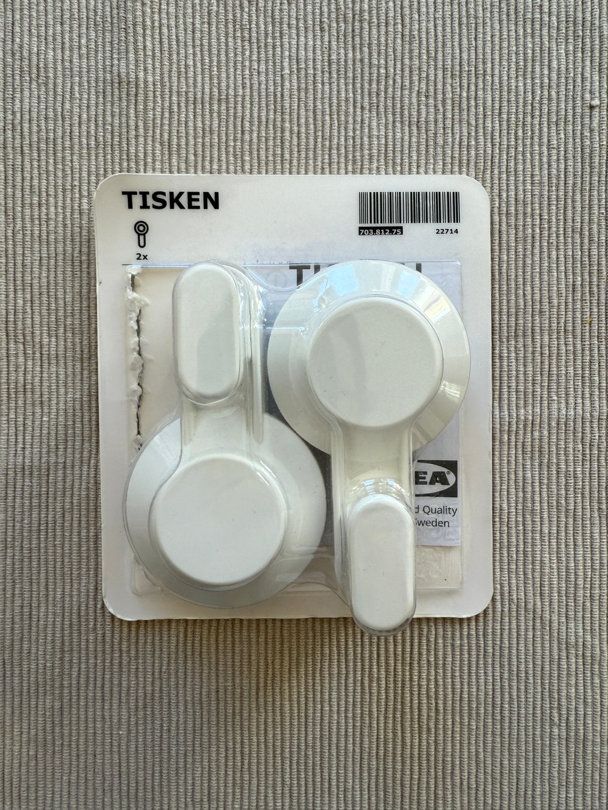 IKEA TISKEN Zuignap Haken - Set van 2, Huis en Inrichting, Ophalen, Gebruikt, Kunststof, Wandhaken