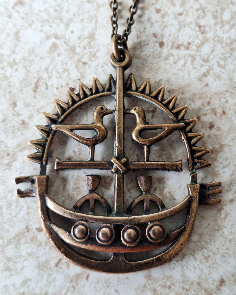 Bronzen ketting + hanger Jorma Laine Finland, Ophalen of Verzenden, Bruin, Overige materialen