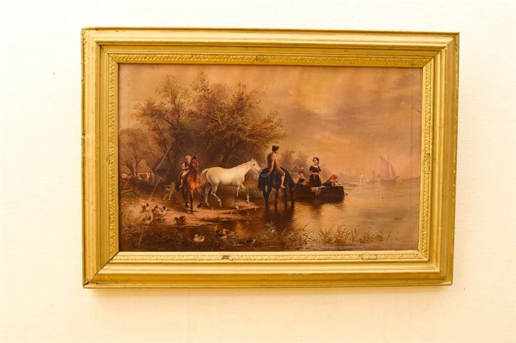 ingelijste prent op doek 48617, Ophalen of Verzenden, Voor 1920, Ongelopen, Vogel
