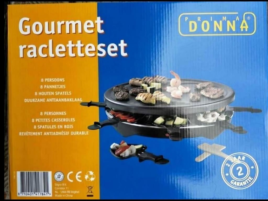 NIEUW Prima Donna Gourmet Racletteset - 8 Personen, Witgoed en Apparatuur, Gourmetstellen, Ophalen of Verzenden, Nieuw, 8 personen of meer