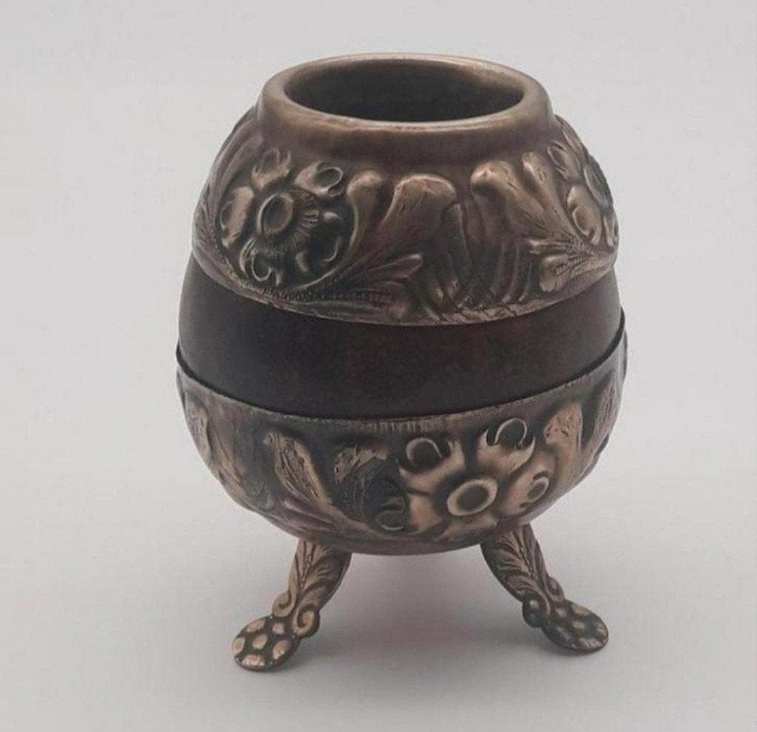 Vintage Argentijnse Yerba Mate Tea Kalebas MF Alpaca, Ophalen of Verzenden
