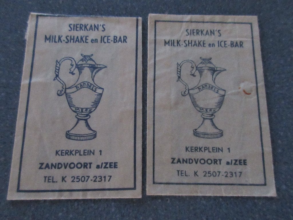 2 x Zandvoort, Sierkan's milkshake- en icebar, Verzamelen, Verzenden, Nederland
