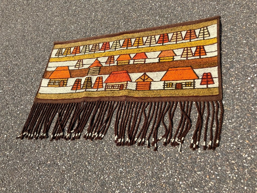 Vintage handgeweven wollen kelim wandtapijt Polen, Ophalen of Verzenden