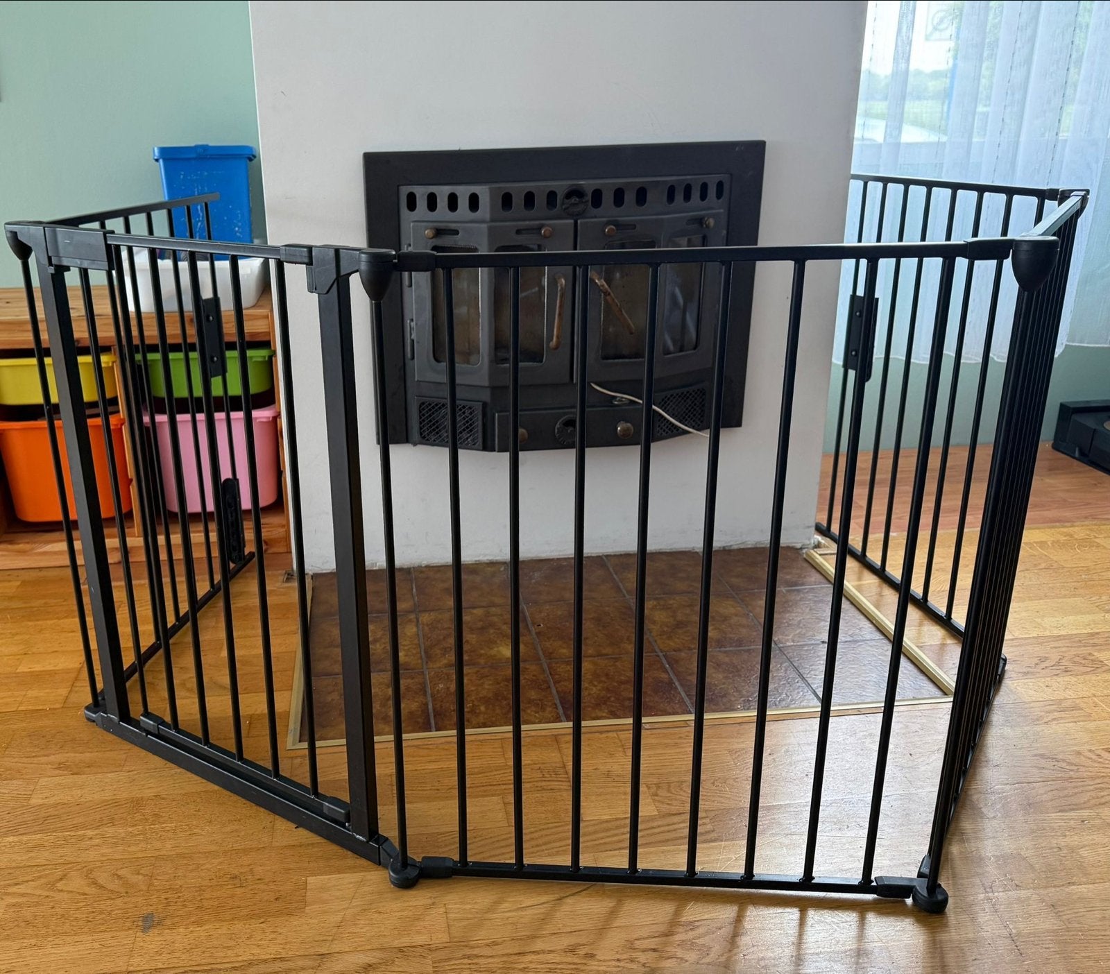 Zwart metalen veiligheidshekje voor haard of trap, Ophalen, Gebruikt, Overige typen, 115 cm of meer