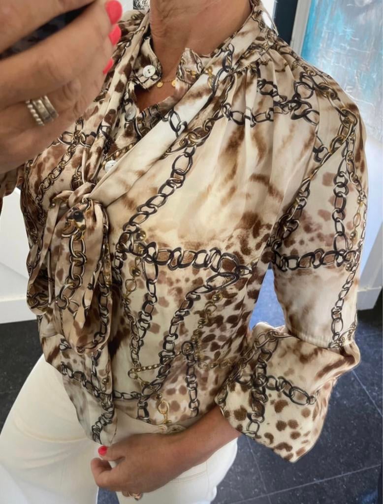 Studio MO, Firenze Italia, prachtige strikblouse, S/M, Kleding | Dames, Ophalen of Verzenden, Nieuw, Maat 38/40 (M)
