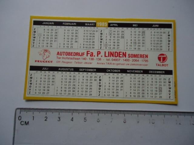 sticker oud Peugeot Talbot dealer Someren LINDEN taxi auto, Verzamelen, Verzenden, Zo goed als nieuw, Bedrijf of Vereniging
