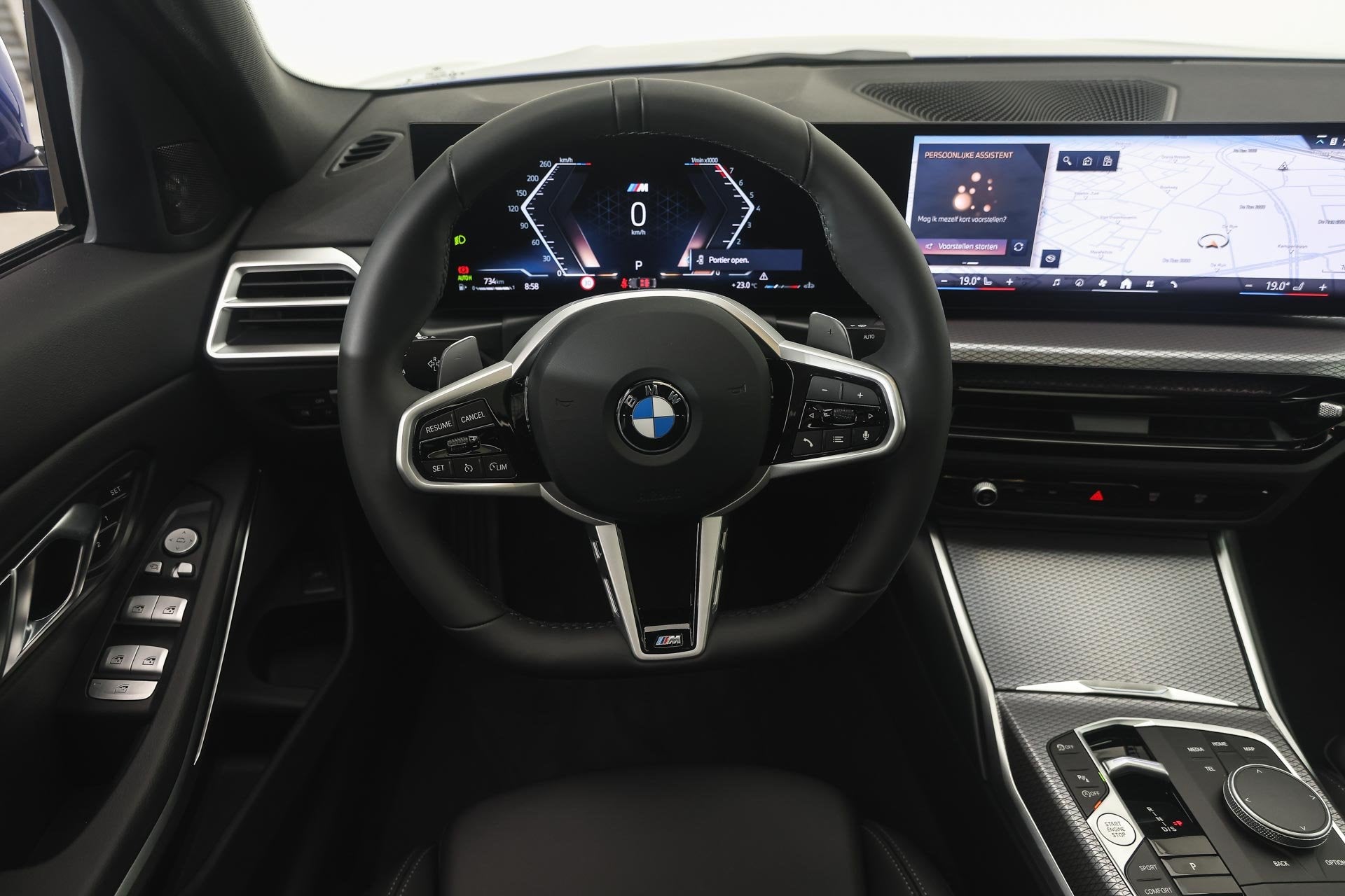BMW 3 Serie 320i M Sport Automaat / Schuif-kanteldak / Trekh, 4 cilinders, Met garantie (alle), Blauw, Bedrijf