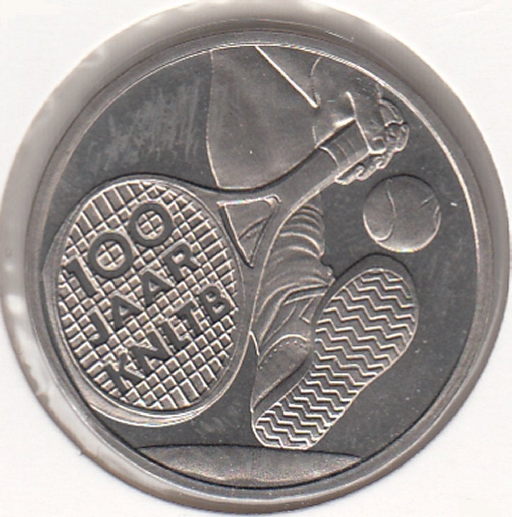 Nederland penning 100 Jaar KNLTB (Tennis) 1 ECU 1999 UNC, Postzegels en Munten, Ophalen of Verzenden, Overige materialen, Nederland