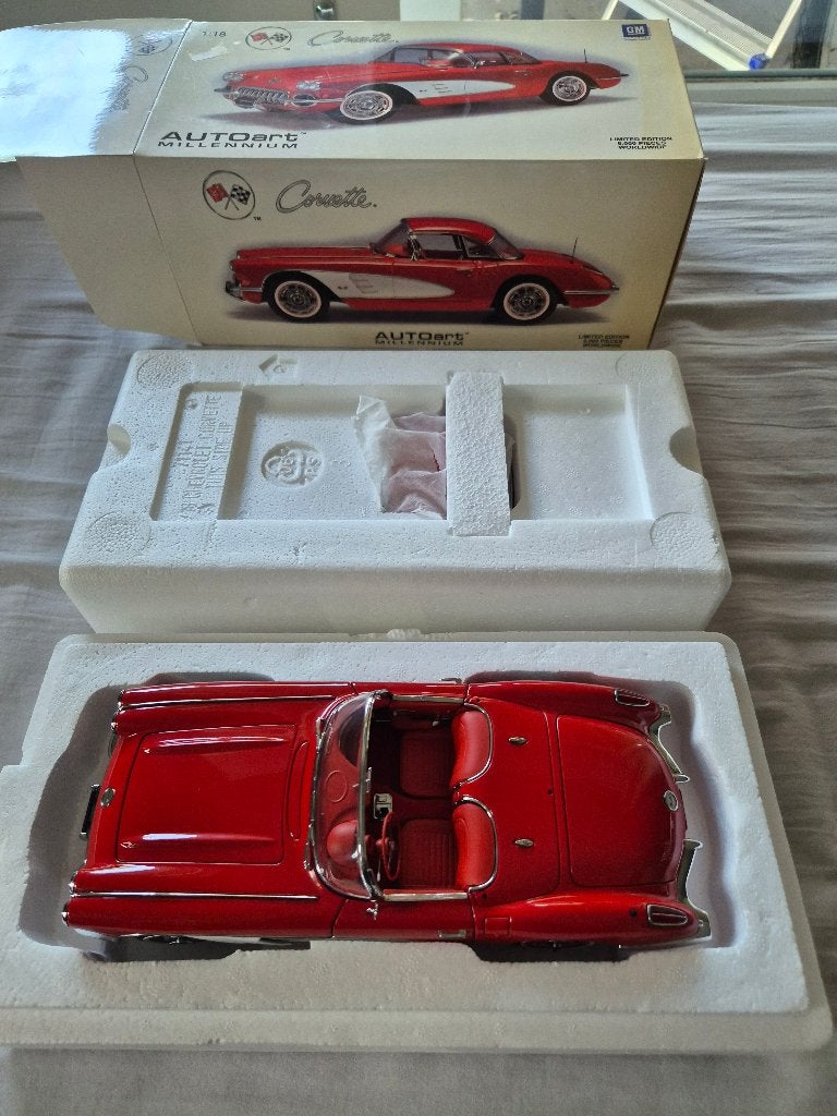 1:18 Autoart Corvette 1959 rood limited edition 71141, Ophalen of Verzenden, Nieuw, Auto, Autoart