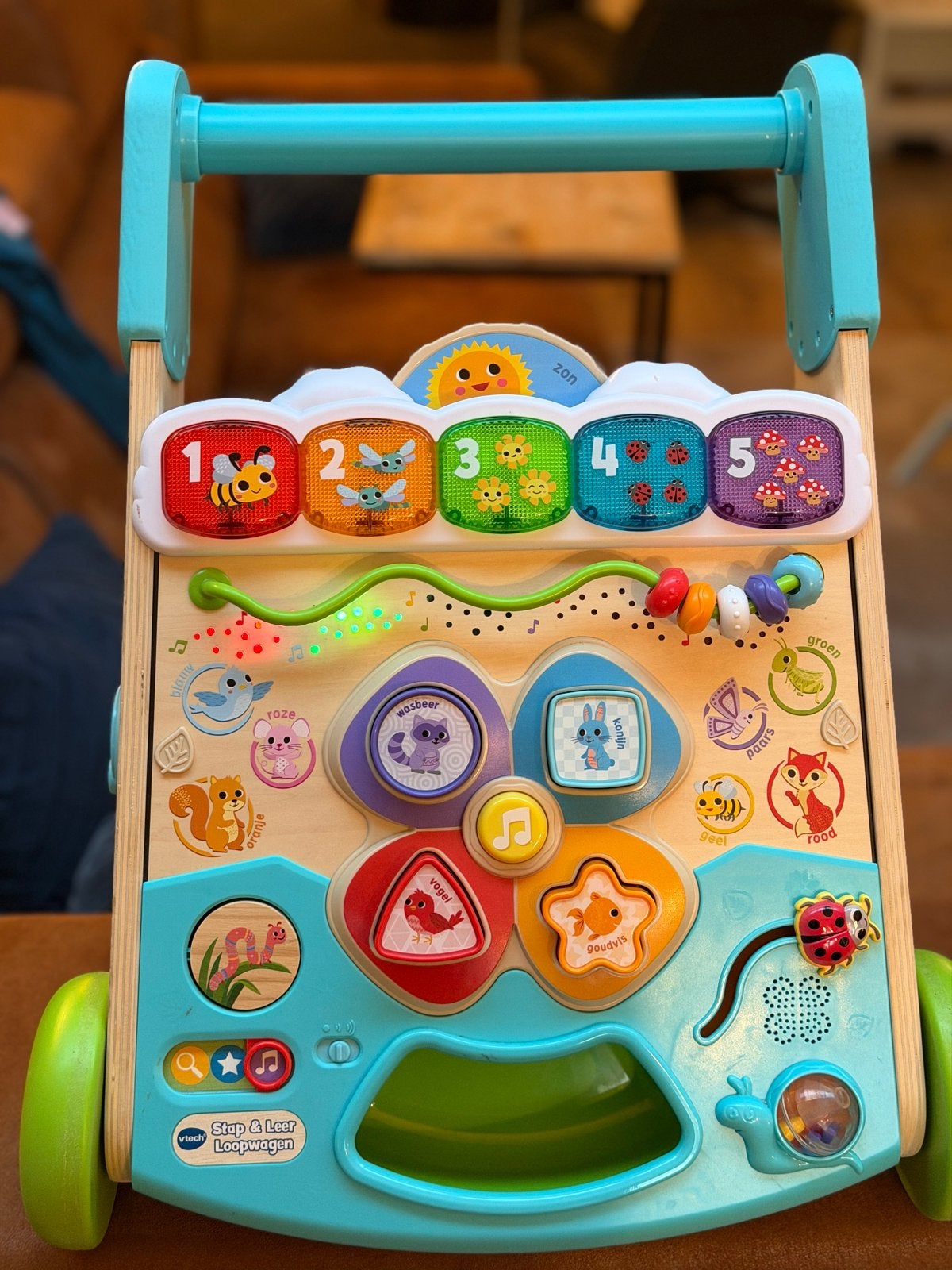 VTech Baby Step & Learn houten loopwagen - Zeer goede staat, Ophalen, Zo goed als nieuw, Overige typen, Met licht