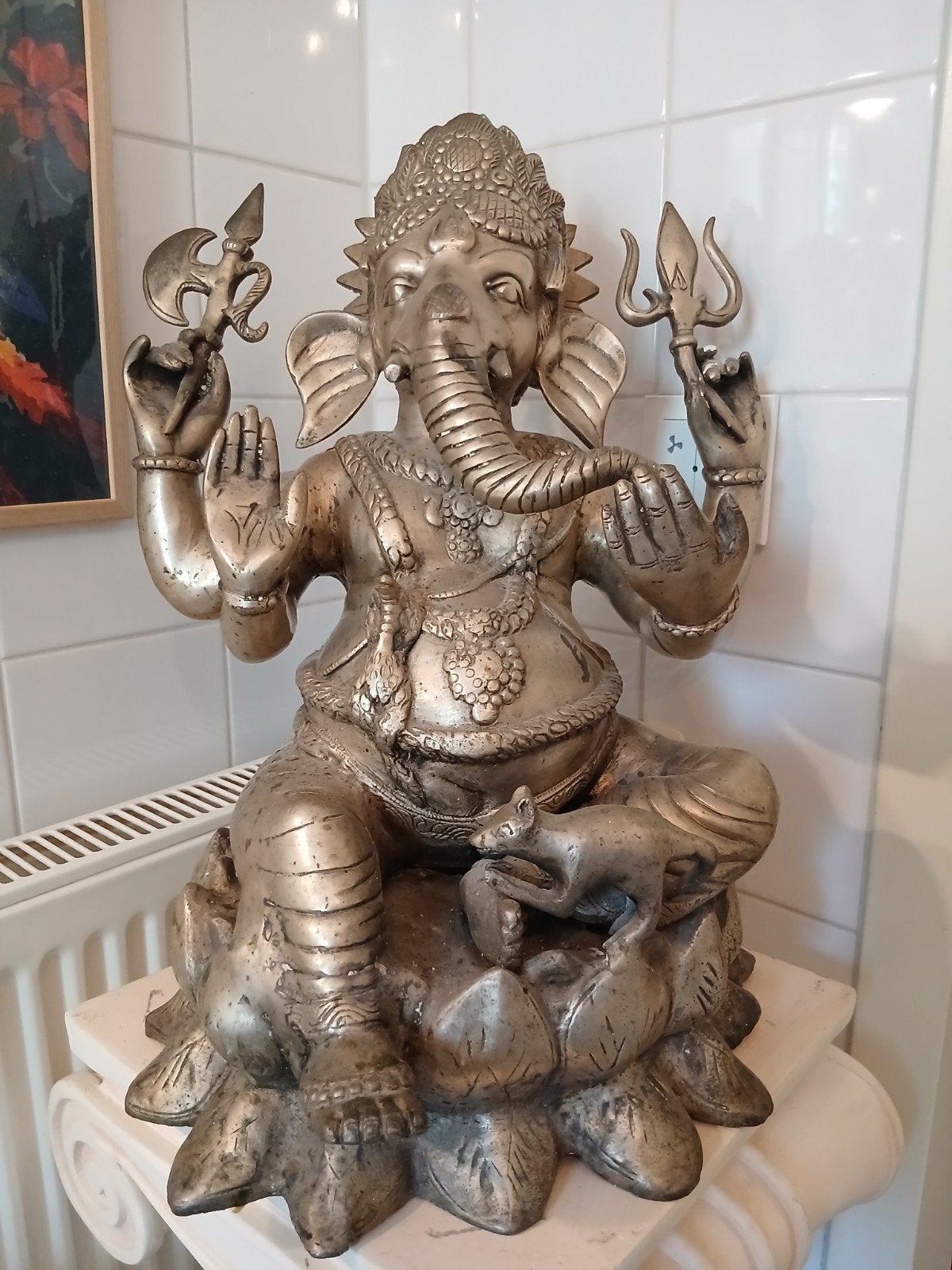 ganesha beeld brons verzilverd, Antiek en Kunst, Ophalen