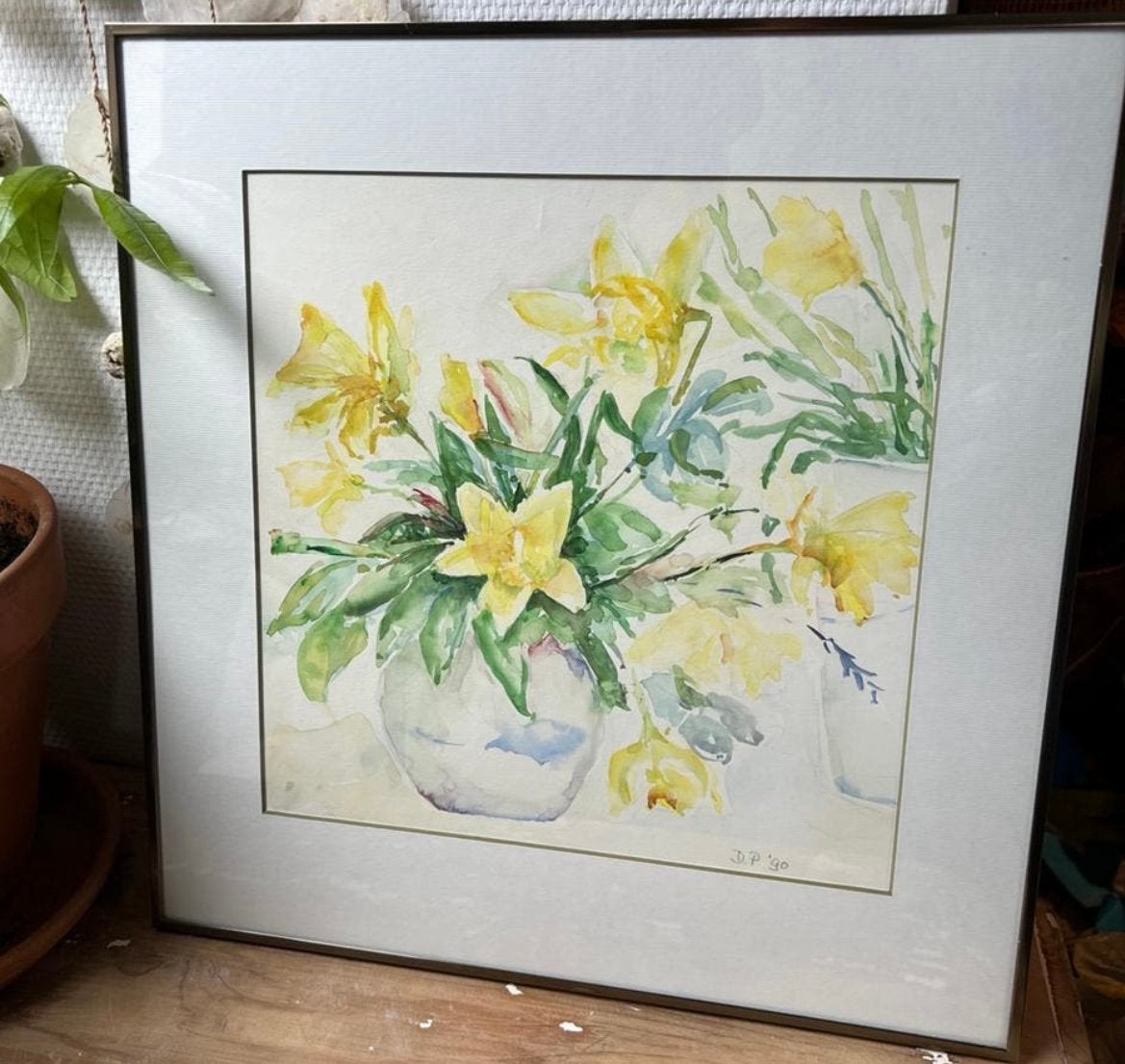 Aquarel in gouden lijst, Antiek en Kunst, Ophalen