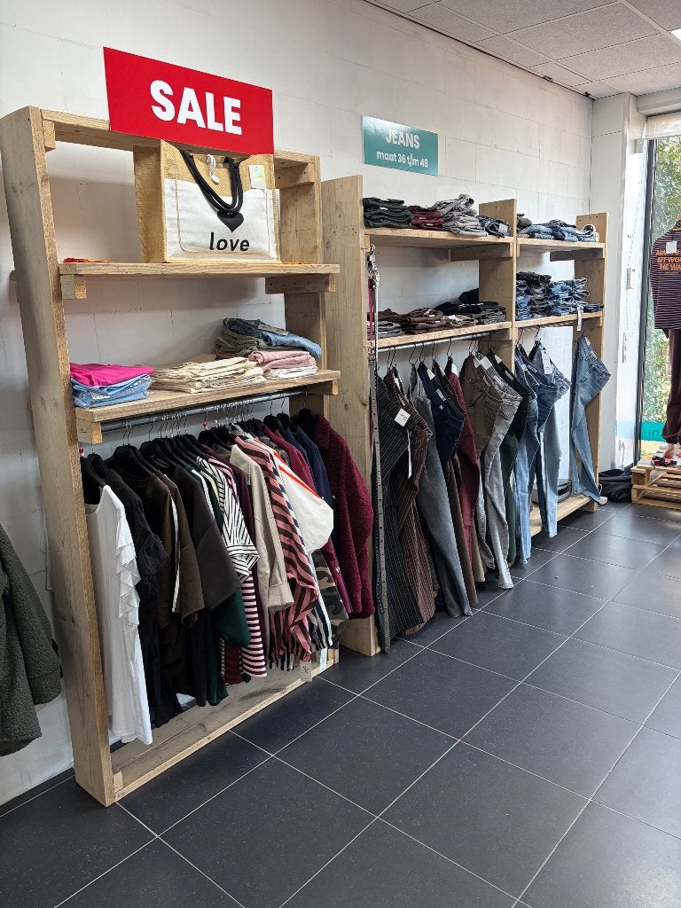 Kledingrek/meubel steigerhout, Ophalen, 200 cm of meer, Met plank(en), 50 tot 100 cm