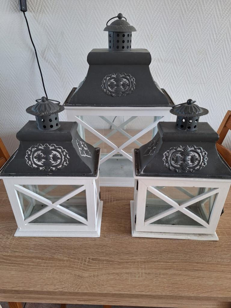 3 windlichten, Huis en Inrichting, Woonaccessoires | Kandelaars en Kaarsen, Ophalen, Zo goed als nieuw, 25 tot 50 cm